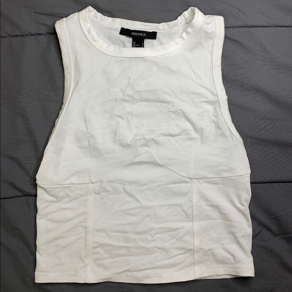 White crop top with stitching details